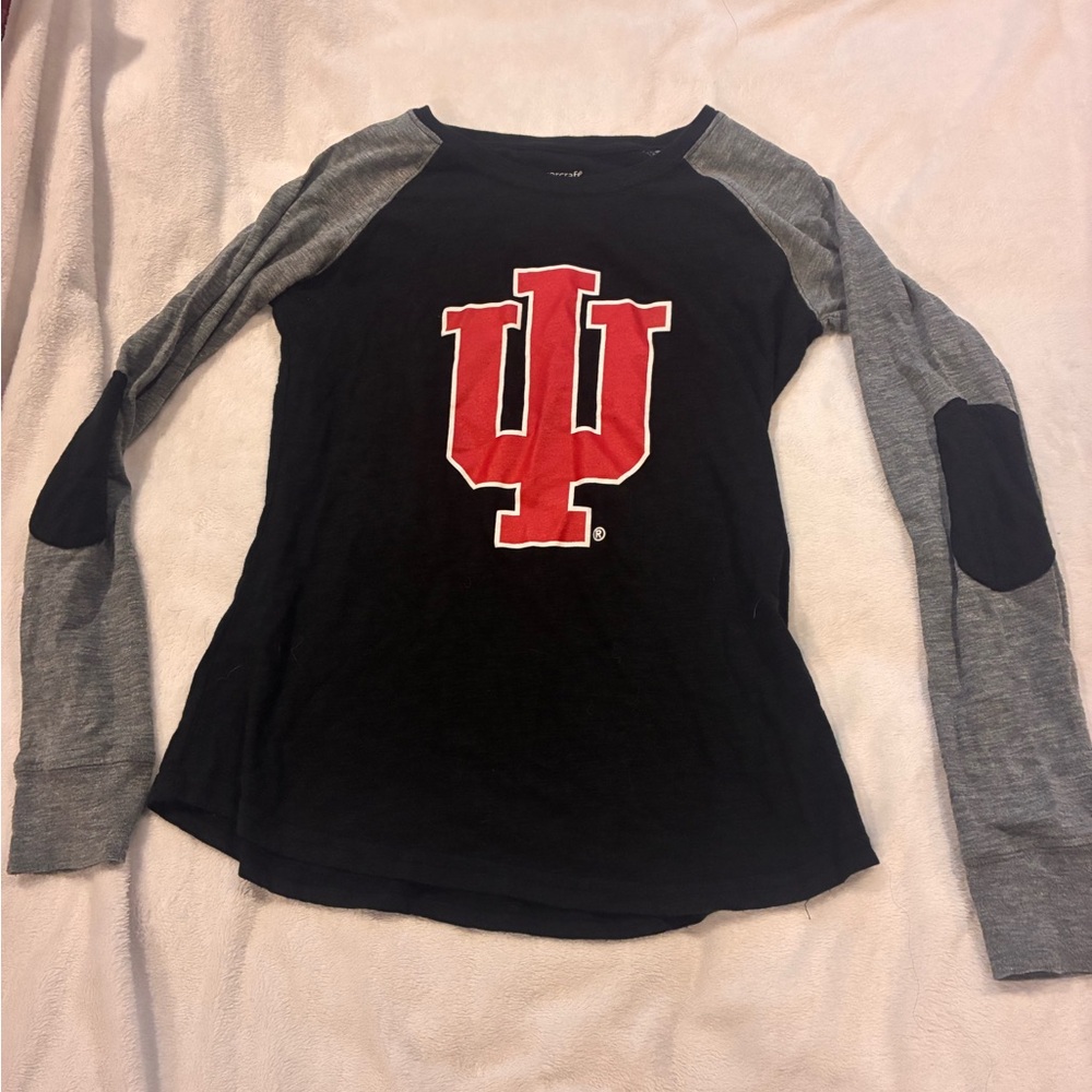 Indiana Hoosiers Black & Gray Long-Sleeve Raglan Tee